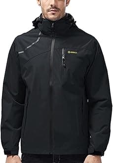 Kugnala Mens Lightweight Waterproof Jacket Windproof Rain Hooded jackets for Men Hiking Cycling Travel M-5XL