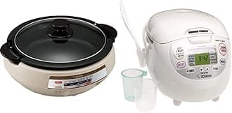 Zojirushi EP-PBC10 Gourmet d'Expert Electric Skillet & NS-ZCC10 Neuro Fuzzy Rice Cooker, 5.5-Cup, White