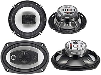 Boss Riot R94 6x9-Inch 500 Watt 4-Way Car Speaker and Boss R63 6.5-Inch 300 Watt 3-Way Coaxial Car Audio Speakers