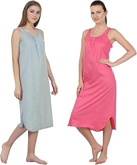BLAZON Women's Cotton Hosiery Solid Maxi Nighty Slip (Pack of 2) Available Sizes: S, M, L, XL, 2XL, 3XL, 4XL, 5XL