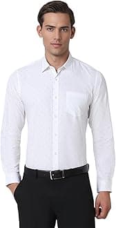 Peter EnglandMen's Cotton Slim Fit Ditsy Printed Full Sleeve Shirt