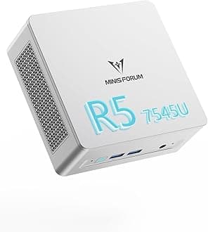 MINISFORUM UM750L Slim Mini PC, AMD Ryzen 5 7545U(6C/12T, Up to 4.9GHz), Mini Computer 32GB LPDDR5 RAM 1TB SSD, Triple Display USB4/HDMI/DP, 2.5G LAN, USB3.2, WiFi 6E, BT5.2, Radeon 740M, Office Home