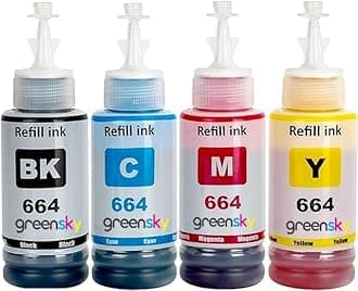 Greensky 664 Black Refill Ink for Epson L130, L360, L380, L361, L565, L210, L220, L310, L350, L355, L365, L385, L405, L455, L485 Printers (ST)