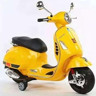 Vespa 12v Battery Operated Rechargeable Ride On Scooter with Foot Accelerator for Kids, 2 to 6 Years, (Yellow)
