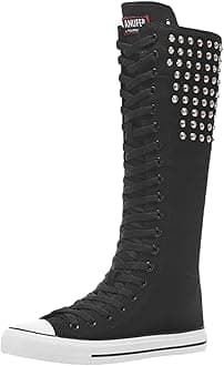 Jamron Womens Fashion Wedge Heel Canvas Knee Boots