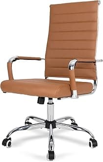 Okeysen Ergonomic Office Desk Chair, Ribbed Leather Modern Conference Room Chairs, Executive Adjustable Swivel Rolling Chair for Home & Office.