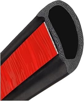 D Shape Car Door Rubber Seal Strip, AUTOXBERT Self-Adhesive Rubber Weather Stripping Widen Thicken with Sealant Tool Accessories for Waterproof Anti Noise Dust Sound Insulation, 109cm