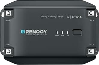 Renogy 12V 20A DC to DC Battery Charger with Multi-Stage Charging and Bluetooth Compatibility for Flooded, Gel, AGM, and Lithium Batteries in RVs, Commercial Vehicles, Boats, and Yachts