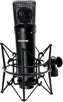 XLR Microphone, Professional Condenser Microphone with 34mm Large Diaphragm, Cardioid Studio Recording Mic Computer Gaming PC TM87KB Mic Kit for Singing, Podcasting, YouTube (Black)