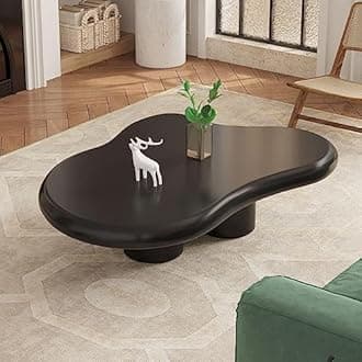 Cloud Coffee Table, Unique Irregular Shape, Modern Cute Living Room Fashion Coffee Table, Cartoon Minimalist Indoor Center Table, 3 Legs, Funky Living Room Bedroom Furniture, Black 41.02In