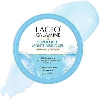 Lacto Calamine Light Moisturising Gel Niacinamide with Vitamin E, Vitamin B5 & Hyaluronic Acid - For Non-Sticky Hydration - Paraben Free - For All Skin Types - 150 g