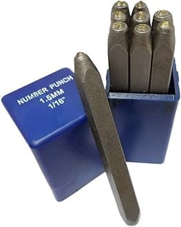 BENCH WIZARD 9 Pc Numeric Punch Set | Size 1/16" (1.5MM) | Heat-Treated Carbon Steel Punches | Numbers 0-8 Included with 6 & 9 Interchangeable | Great For Metal, Plastic, Wood, Leather Stamping