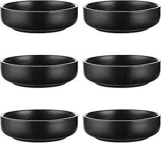 Selamica Ceramic 3.3 Inch Soy Sauce Dish Dipping Bowls Side Dishes Small Appetizer Pinch Bowls for Condiments, Sushi, Ketchup, BBQ-Set of 6(Matte Black)