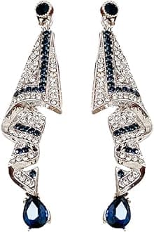 925 Sterling Silver Vintage Satin Stud Earrings, Earrings for Women Trendy, Silver Earrings for Women, Beautiful Medieval Silk Earrings, Sterling Silver Earrings(Blue)