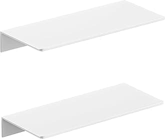 Metal Floating Shelf 2-Piece Set - Rust-Resistant Aluminum Wall Shelves - No Drill Wall Mounted Shower Caddy, Ideal for Display & Storage in Any Room (30cm, White)
