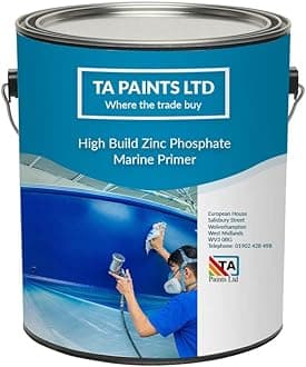 T A Paints Ltd Marine Boat Primer Anti Corrosive Universal PU Enamel Primer Multi Purpose Wood Metal Ply & Timber Above & Below Waterline Canal Boat Barge & Narrow Boat Paint 1 Litre Grey