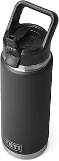 YETI Rambler 26 oz Bottle, Vacuum Insulated, Stainless Steel with Straw Cap, Black