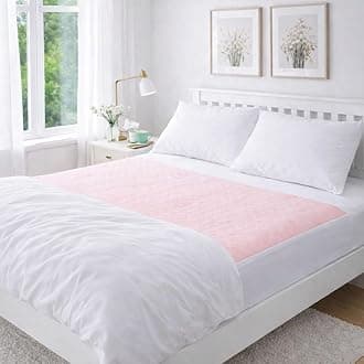 ComfortCare Deluxe Washable Reusable Double Bed Incontinence Pad Protector with Tucks (Pink)