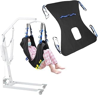 Patient Lift Sling for Home Use Elderly Bedridden Patient Lift Assist Aid Medical Toileting Sling Devices Full Body Elevation Lifter for Adults Sit to Stand Positioning Transfer Belt (Black)