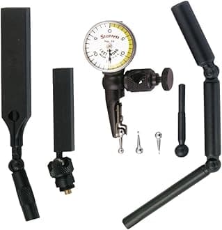 Starrett 711 Last Word Dial Test Indicator with All Attachments - White Half Shaded Face, .030" Range, 0-15-0 Dial Reading, .001" Graduation - 711GCSZ