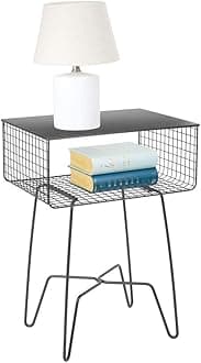mDesign Accent Table — Living Room Coffee Table with Hairpin Legs and Storage Shelf — Rustic Side Table for The Home — Grey