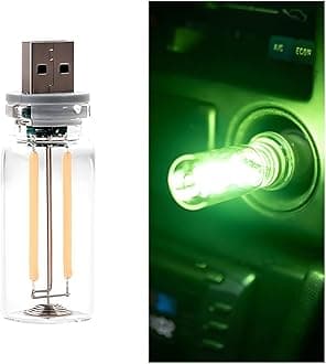 USB LED Car Atmosphere Light, Mini Vehicle Ambient Interface Charging Lighting Bottle, Portable Automotive Night Lamp Decoration Accessories, Universal for SUV, Sedan, Truck (Green)