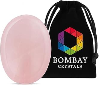 Rose Quartz Worry Stone – Natural Thumb Stone for Love, Anxiety Relief & Meditation | Pocket Palm Stone for Reiki, Crystal Healing, Stress Relief, Chakra Balancing & Spiritual Energy