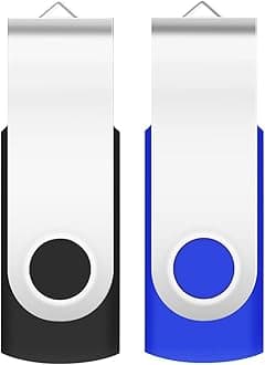 4GB USB Flash Drive 2-Pack EASTBULL USB 2.0 Drive Swivel USB Stick Memory Stick Metal Pen Drive (Black & Blue)