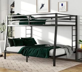 Bellemave Bunk Bed Full XL Over Queen, Heavy Duty Metal Bunk BedFrame, Full XL Bunk Beds, Black