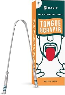 Dalip Tongue Scraper – Stainless Steel Tongue Cleaner – Reusable Non-Slip Handle Design – Easy to Use Tongue Cleaning Tool for Men & Women – Personal Hygiene Accessory for Home & Travel - 1 Pack