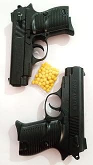 Toy BB Gun Set with Yellow Pellets, Spring Powered, Black, 2-Pack