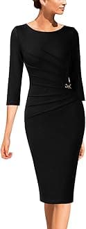 VFSHOWWomens Elegant Ruched Work Business Office Cocktail Party Bodycon Pencil Dress
