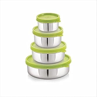 STEELLOCK Flex Stainless Steel Containers Size Deep 150ml x 1, 250ml x 1, 500ml x 1, 700ml x 1 (Green)