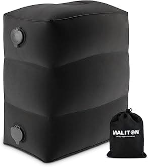 Maliton Airplane Footrest, Inflatable Foot Rest for Kids, Adjustable Height Travel Pillow On Airplanes, Cars, Office, Toddler Travel Essentials (Black, 1 Pack)