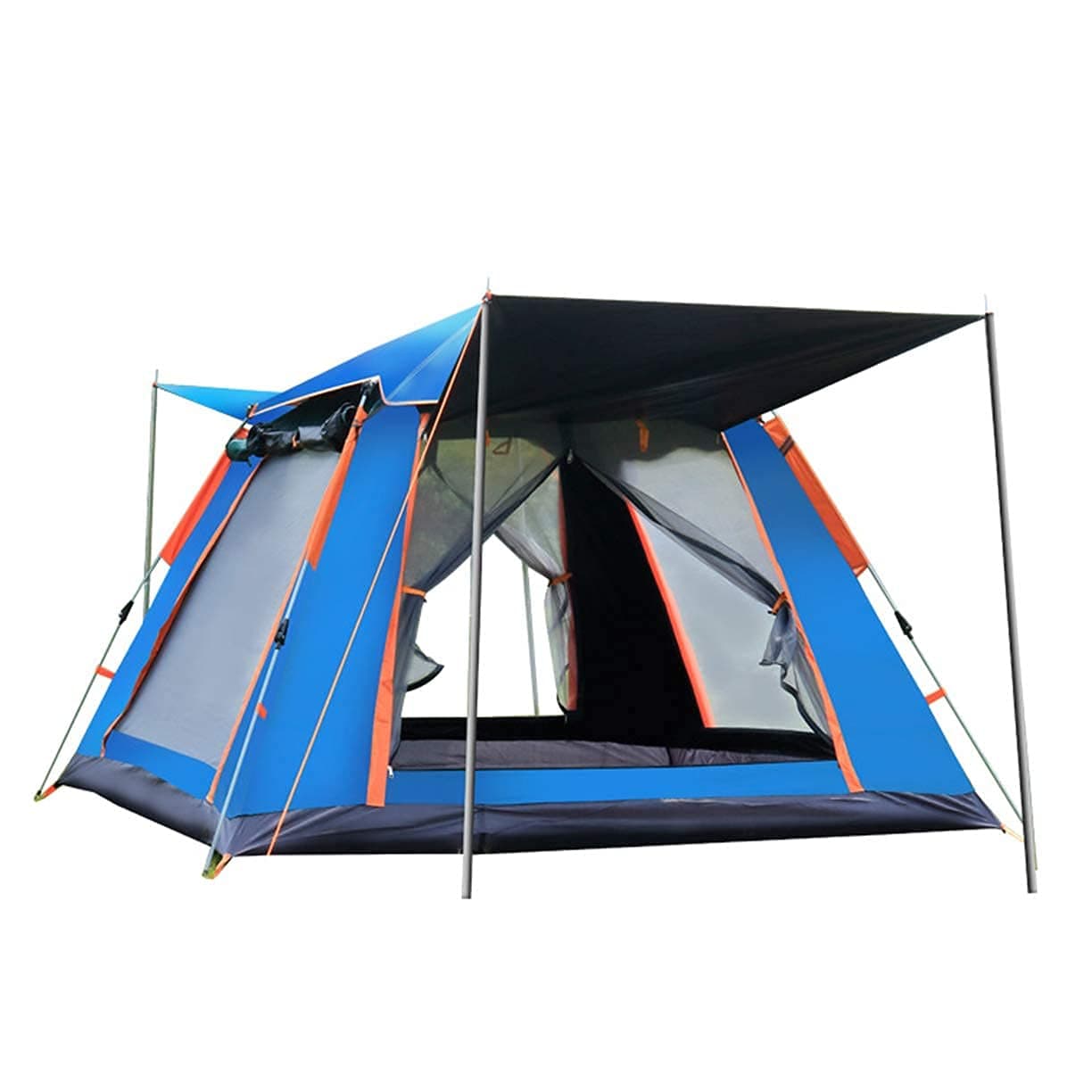 5 Person Family Camping 4 Season Double Layers Waterproof Anti-Windproof Tents Family Outdoor Camping Tent (Blue width 215cm)
