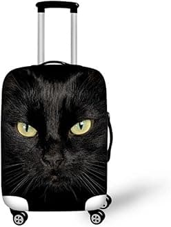 HUGS IDEA Black Cat Cool Travel Luggage Protective Cover for Trolley Cases 18/20/22 Inch