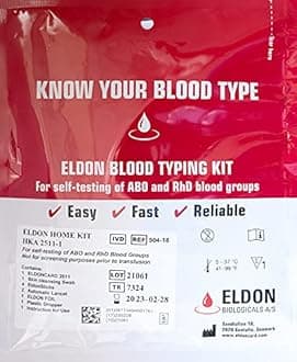 Original Home Blood Typing Kit - New Packaging + Improved Lancet - Single Kit