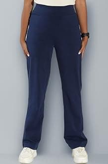 BlissClub Women's Straight Fit Mid Rise Pants