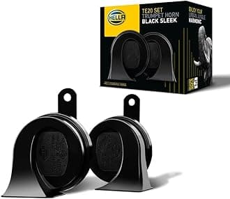 3FH 011 225-831 Trumpet Horn - HELLA ESSENTIAL HORN TE20 SET - 12V - 110dB(A) - 400Hz-500Hz - High Tone/Low Tone - Electric - ECE - Housing Colour: Black - Quantity: 2