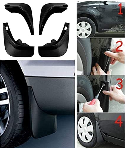 AUTOZONE Car Mud Flap/Mud Guard/Splash Guards (O.E.M Type) in ABS Plastic for Toyota Etios (2010-2022) (Set of 4 Pcs.) (Black)