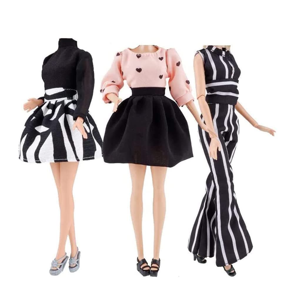 3 Sets Handmade Doll Clothes Short Skirt Jumpsuits Office Style Wears Dress for 11.5 inches Dolls
