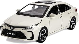 Compatible for 1:32 Corolla Model Car, Zinc Alloy Pull Back Toy Car with Sound and Light for Kids Boy Girl-White