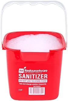 Restaurantware RW Clean 3 Quart Cleaning Buckets 10 Detergent Square Buckets - With Measurements Built-In Spout And Handle Red Plastic Utility Buckets For Home Or Commercial Use