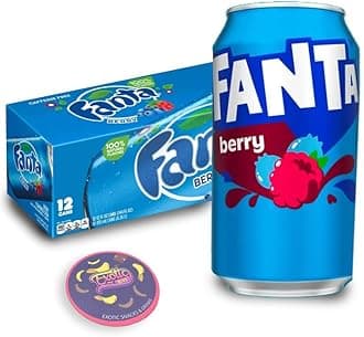 Fanta Berry 12oz Can - 12 Pack Bundle with Exotic Blvd Coaster (One 12-pack)