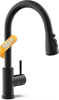 Black Kitchen Faucet with Pull Down Sprayer, Rv Kitchen Sink Faucets for Pot Filler, Farmhouse Camper Bar Sink Laundry Room, Fingerprint Resistant Single Hole Single Handle Stainless Steel