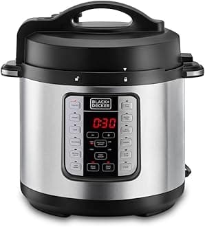 Black & Decker 1000W 6L Electric Pressure Cooker 7in1, With 12 Smart Programs 9 Safety Features Dishwasher Safe with Accessories, For Quick and Easy Meals PCP1000-B5 2 Years Warranty