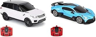CMJ RC Cars TM Range Rover Sport Remote Control Car 1:24 scale with Working LED Lights, Radio Contro & Bugatti Divo Blue Remote control Radio Car 1:24 Officially Licensed 1:24 Scale Working