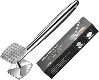 AMOZO Meat Tenderizer 304 Stainless Steel Meat Hammer – Premium Meat Tenderizer Mallet Stainless Steel – Pounder For Tenderizing and Pounding Steak, Beef And Poultry,Dishwasher safe.