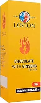 LOVION Premium Dark Liquid Chocolate Bar to Improve Mood - Luxury 6 Sachet for Men - Crafted with Epimedium and Maca Root for a Delightful Experience