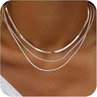 Freekiss Herringbone Necklace for Women,Dainty Gold Necklace,14k Gold Plated Snake,Gold Chain Choker Necklaces,Simple Gold Layered Necklaces,Gold Jewelry Gift for Women